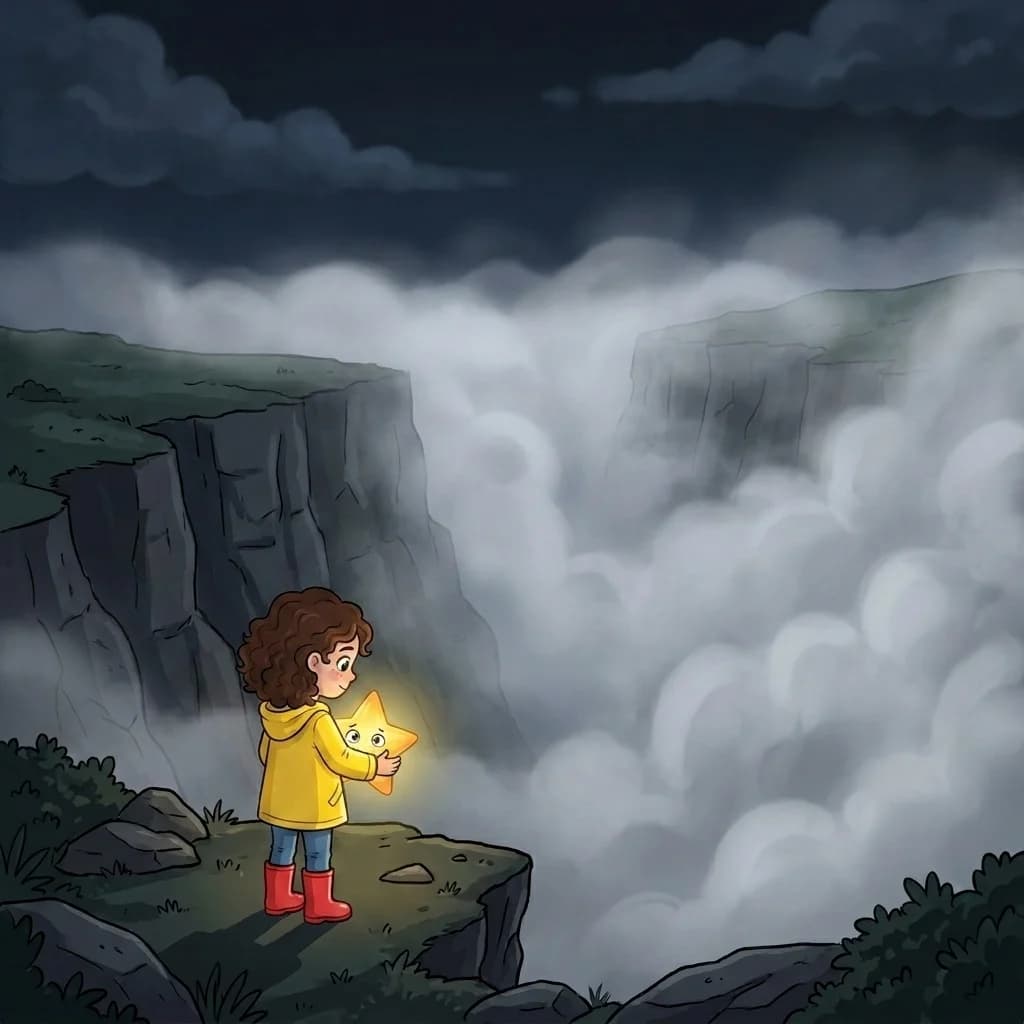 Doch dann kam sie zur Nebelschlucht. Eine tiefe Schlucht, die fast immer von dickem, weißen Nebel erfüllt war. Emma bli…