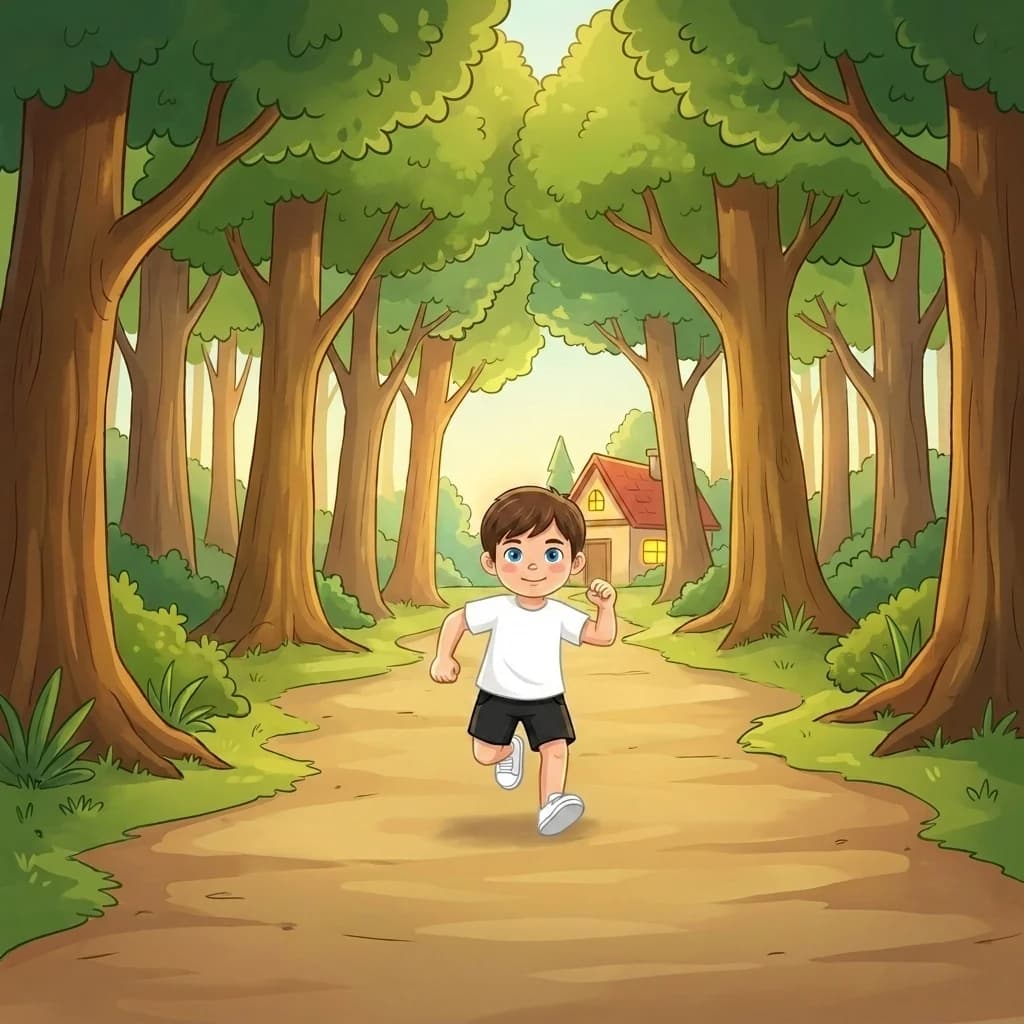 Max drehte sich um und erkannte durch die Bäume den großen Apfelbaum aus dem eigenen Garten. Der Weg nach Hause! Max ra…
