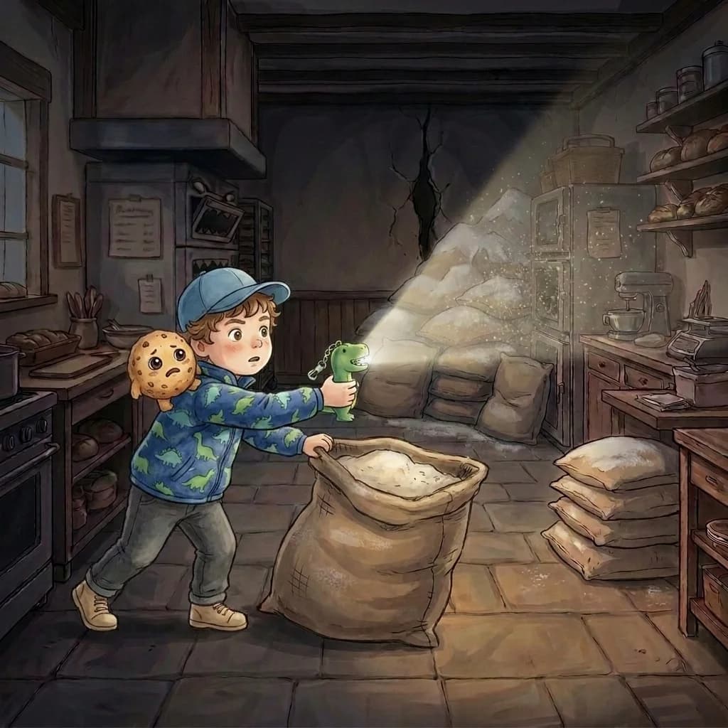 Krümels Mut war ansteckend. Finn umklammerte die Taschenlampe und schaltete sie mit einem festen „Klick“ an. Ein heller…